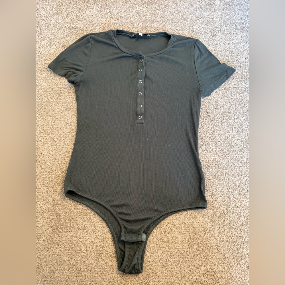 Oliviaceous Green Button-Up Bodysuit